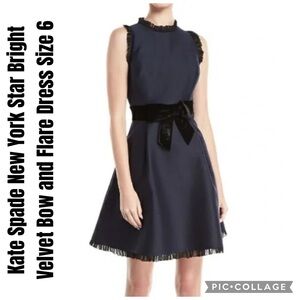 Kate Spade New York Star Bright Velvet Bow and Flare Dress Size 6